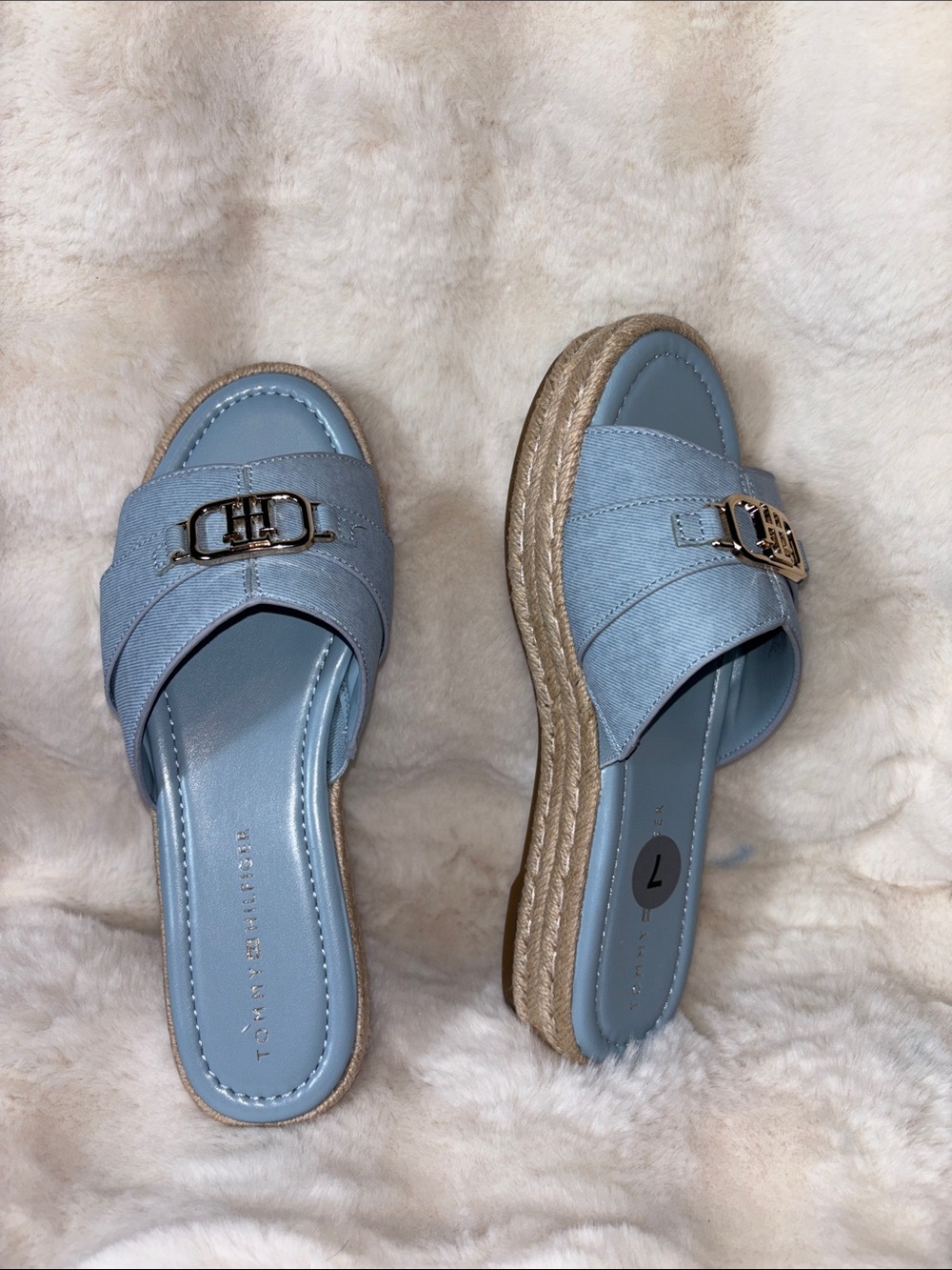Tommy Hilfiger Sandals Type Espadrille Blue Denim With Hardware